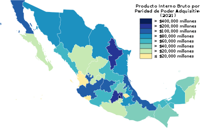 Anexo:Entidades federativas de México por PIB - Wikipedia, la enciclopedia  libre