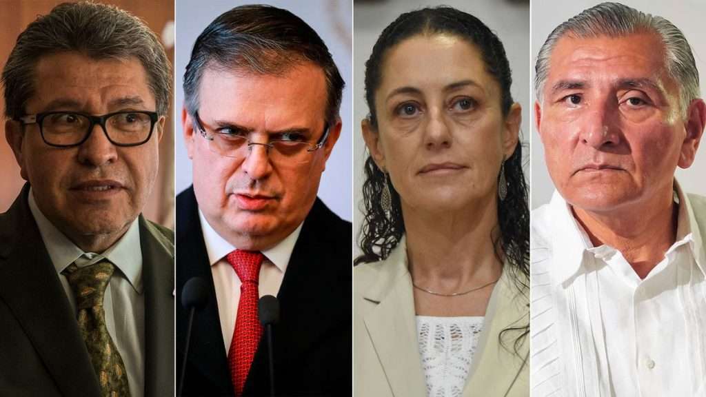 Los aspirantes de Morena Ricardo Monreal, Marcelo Ebrard, Claudia Sheinbaum y Adán Augusto López