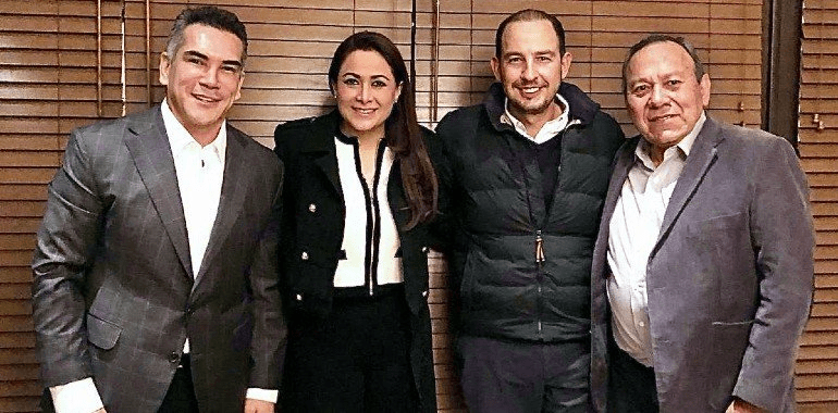 Alejandro Moreno Cárdenas, María Teresa Jiménez Esquivel, Marko Cortés Mendoza y Jesús Zambrano Grijalva