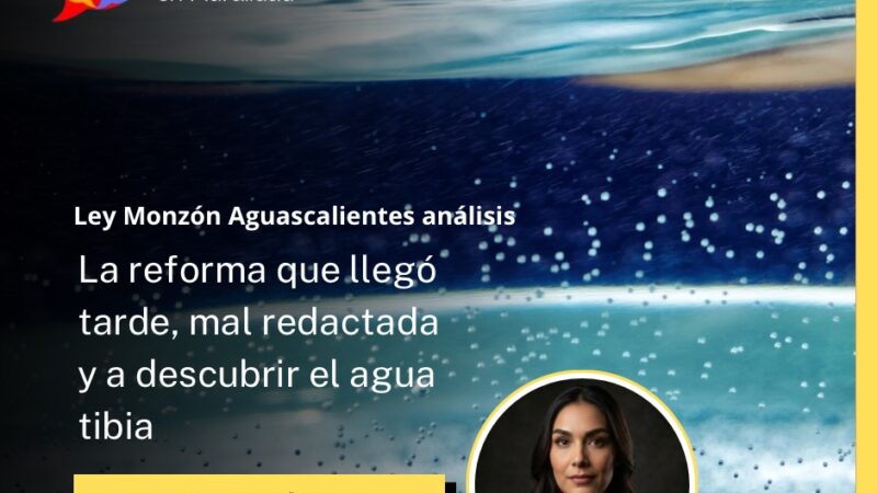 La reforma que llegó tarde, mal redactada y a descubrir el agua tibia: Ley Monzón Aguascalientes análisis