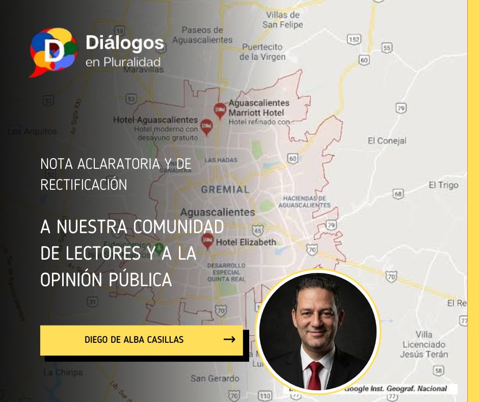 Nota Aclaratoria y de Rectificación A nuestra comunidad de lectores y a la opinión pública: