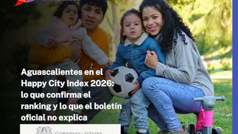 Aguascalientes en el Happy City Index 2026: lo que confirma el ranking y lo que el boletín oficial no explica