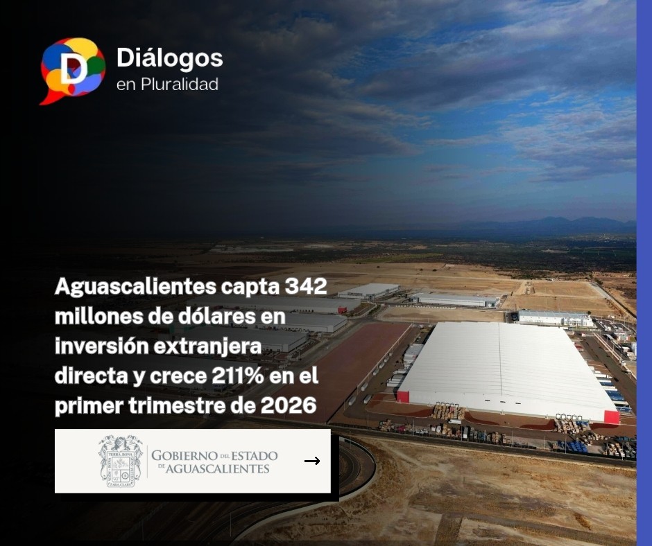 Aguascalientes capta 342 millones de dólares en inversión extranjera directa y crece 211% en el primer trimestre de 2026