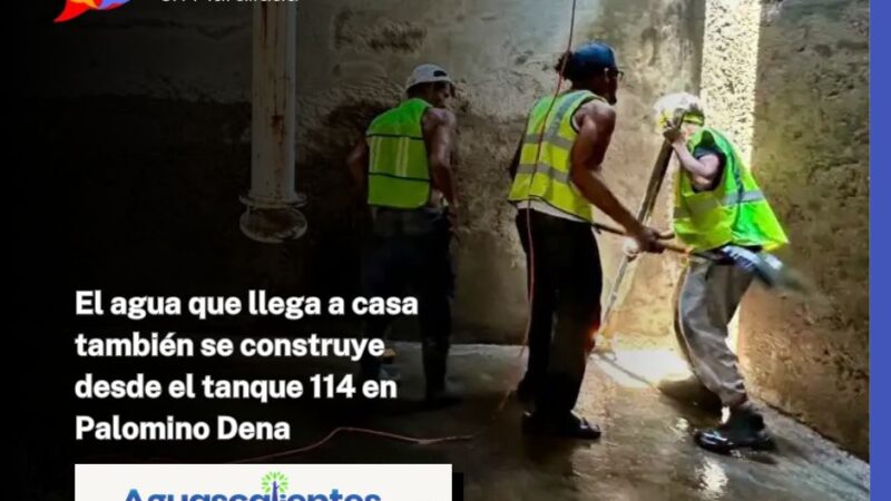 El agua que llega a casa también se construye desde el tanque 114 en Palomino Dena