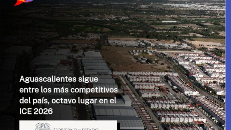 Aguascalientes sigue entre los más competitivos del país, octavo lugar en el ICE 2026