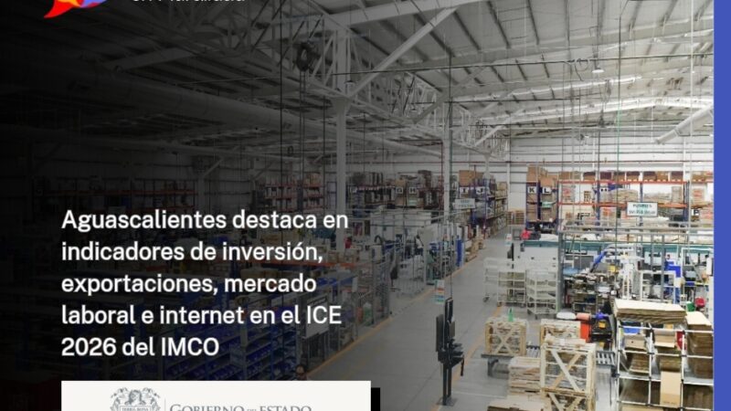 Aguascalientes destaca en indicadores de inversión, exportaciones, mercado laboral e internet en el ICE 2026 del IMCO