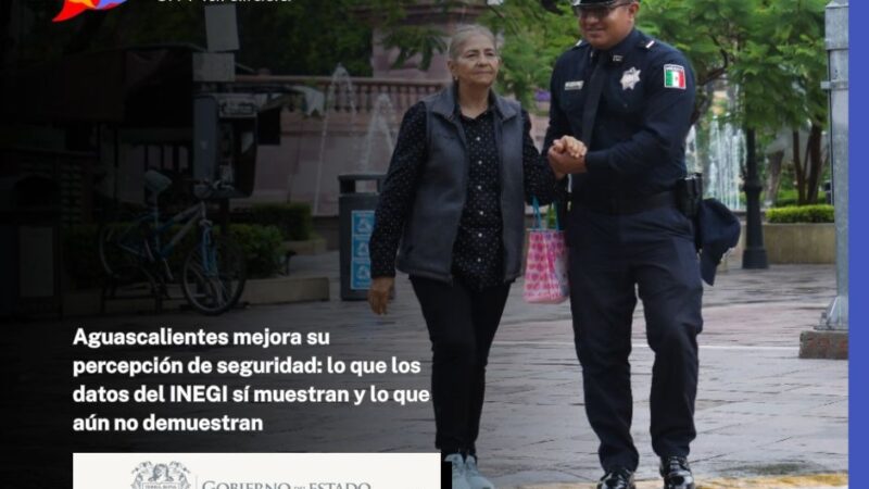 Aguascalientes mejora su percepción de seguridad: lo que los datos del INEGI sí muestran y lo que aún no demuestran