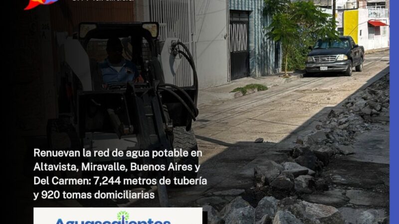 Renuevan la red de agua potable en Altavista, Miravalle, Buenos Aires y Del Carmen: 7,244 metros de tubería y 920 tomas domiciliarias