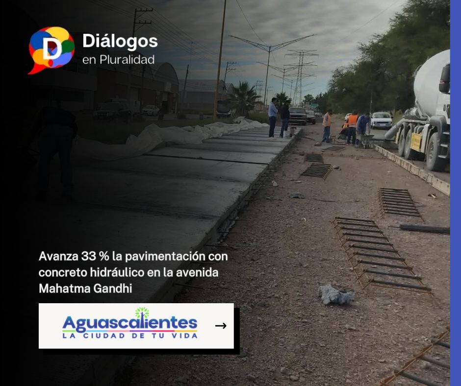 Avanza 33 % la pavimentación con concreto hidráulico en la avenida Mahatma Gandhi